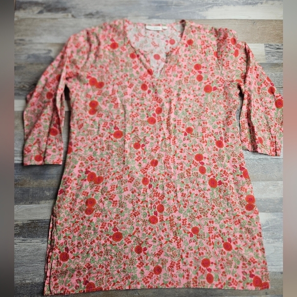 Roller Rabbit Medium Women's Tunic Top Floral Pink - Picture 1 of 12
